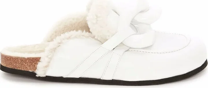 Chain shearling loafer mules