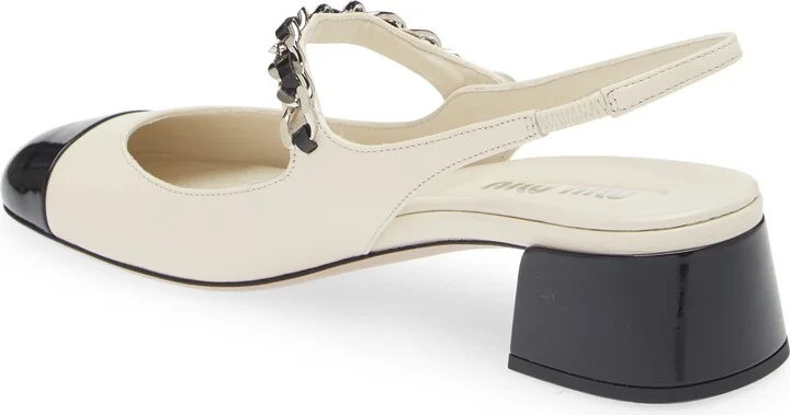 Chain Strap Slingback Cap Toe Pump - Image 2