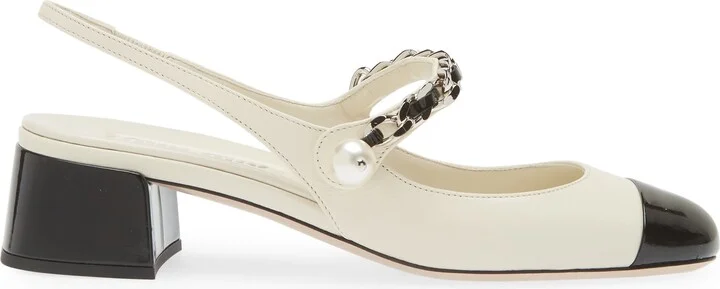 Chain Strap Slingback Cap Toe Pump - Image 3