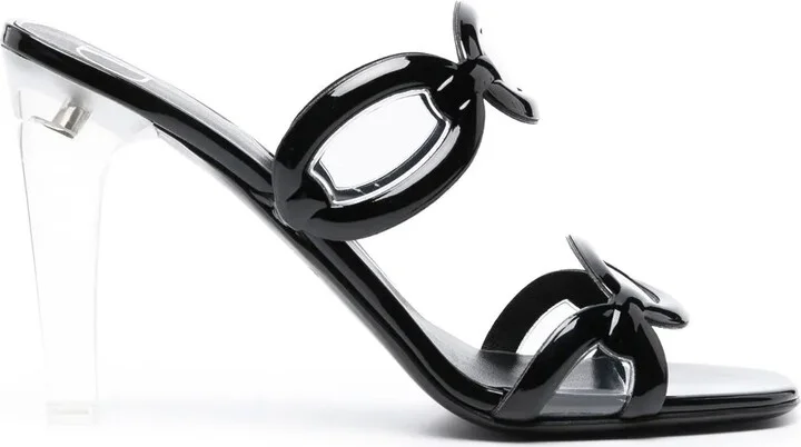 Chain transparent-heel sandals