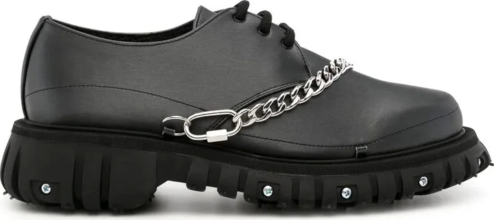 chain-trim leather Derby shoes