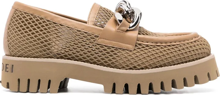 Chain-Trim Mesh Loafers