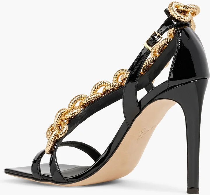 Chain-trimmed patent-leather sandals - Image 3