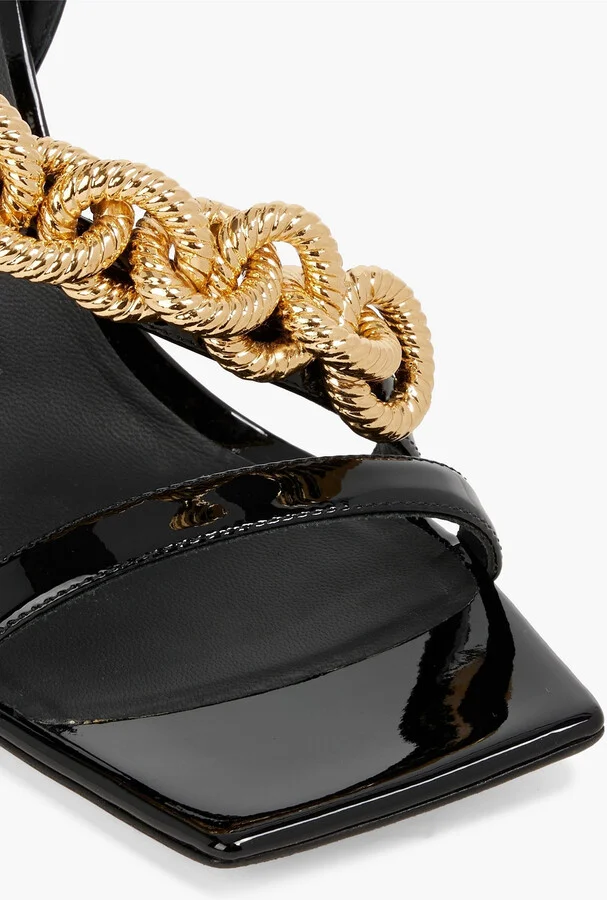 Chain-trimmed patent-leather sandals - Image 4