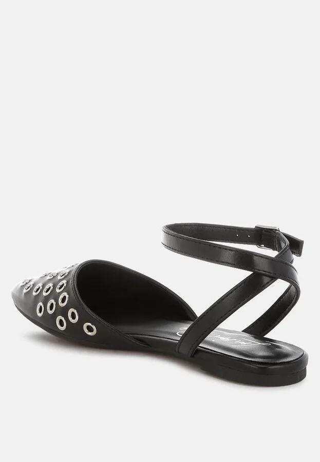 Chalcis Metallic Eyelet Detail Flat Sandals - Image 8