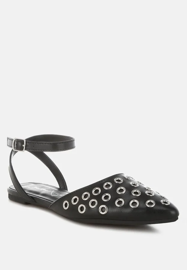 Chalcis Metallic Eyelet Detail Flat Sandals - Image 9