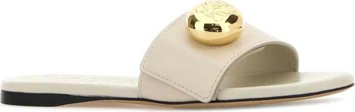 Chalk Leather Pebble Slippers - Image 2