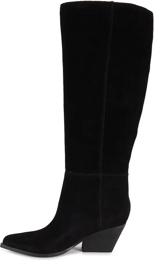 Challi Riding Heel Suede Mid-Calf Boots - Image 4
