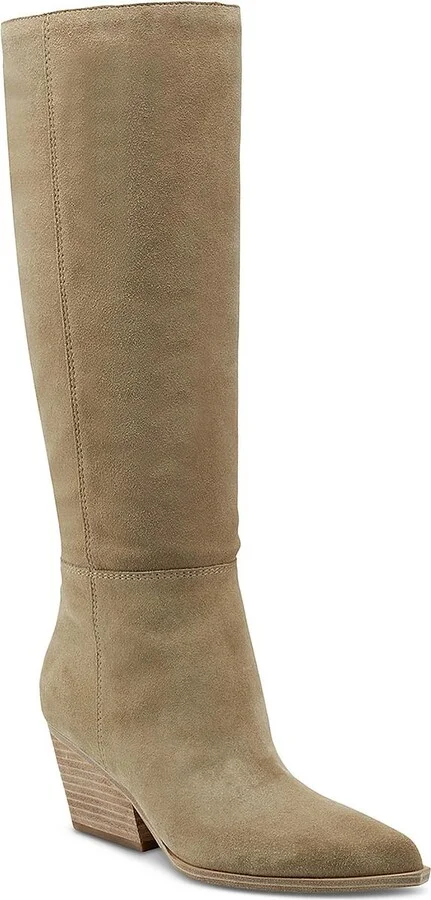 Challi Womens Suede Almond Toe Knee-High Boots