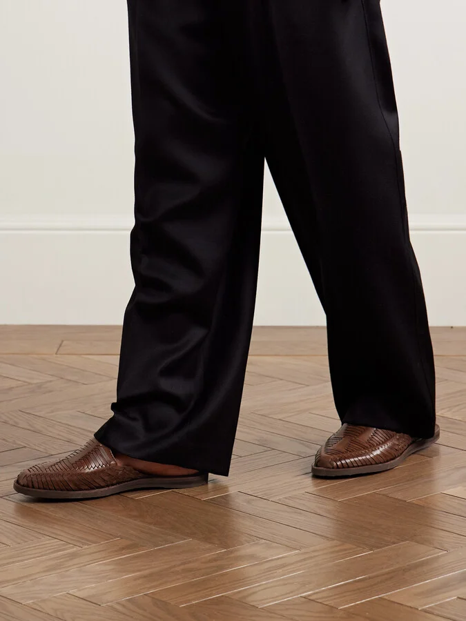 + Chamula Punta Mita Woven Leather Backless Loafers - Image 2