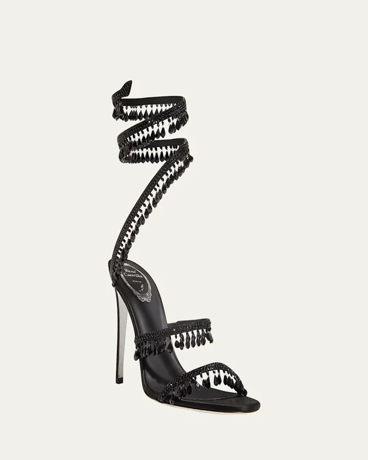 Chandelier Beaded Ankle-Wrap Sandals - Image 3