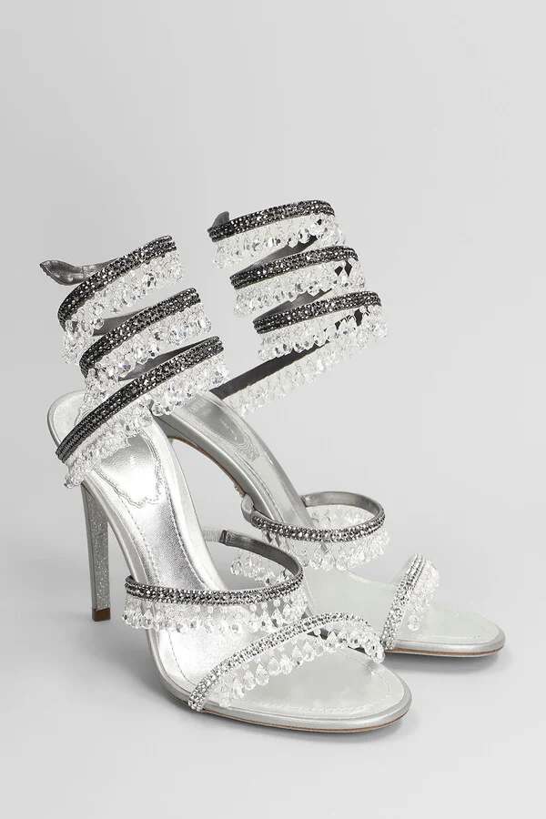 Chandelier Sandals In Silver Leather - Image 2