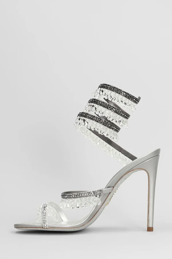 Chandelier Sandals In Silver Leather - Image 3
