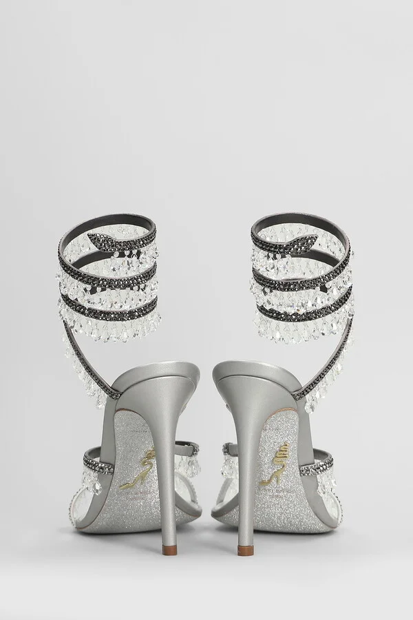 Chandelier Sandals In Silver Leather - Image 4