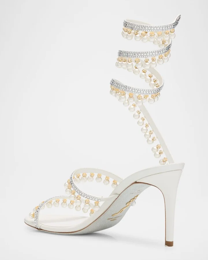 Chandelier Snake-Wrap Cocktail Sandals - Image 6