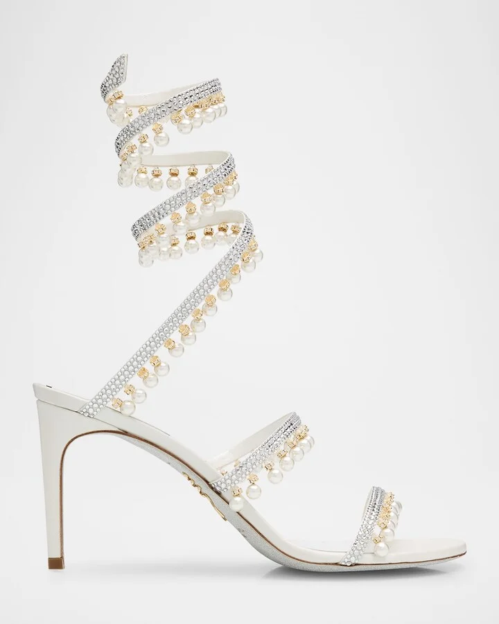Chandelier Snake-Wrap Cocktail Sandals