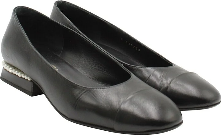 Chanel Leather Pearl-Embellished Flat (Authentic Pre-Loved)