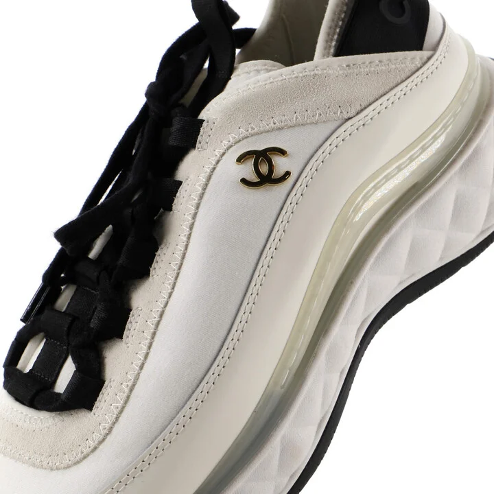 CHANEL Men's CC Low-Top Sneakers Suede with Leather and Fabric - Image 5