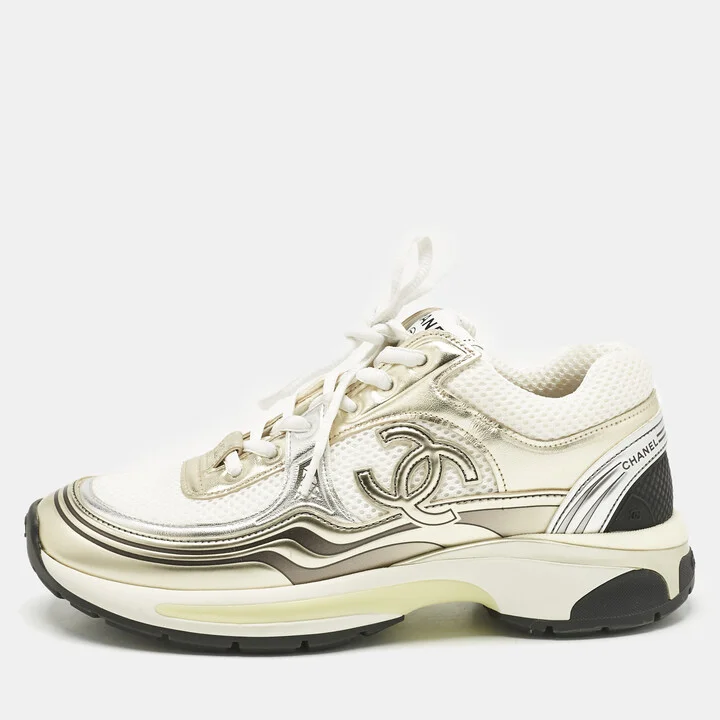 Chanel Tricolor Suede Leather and Mesh CC Low Top Sneakers Size 38