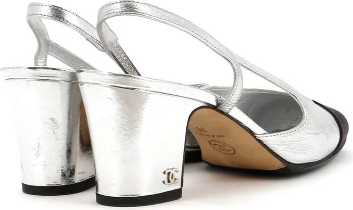 CHANEL Womenâs Cap Toe Slingback Pumps Leather - Image 3