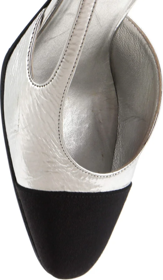 CHANEL Womenâs Cap Toe Slingback Pumps Leather - Image 5