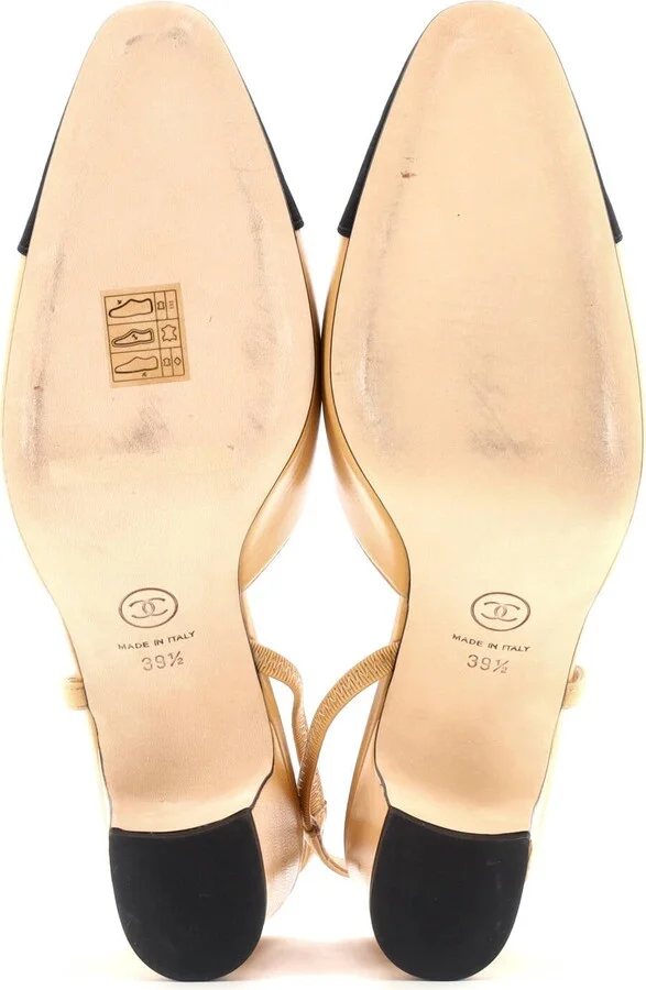 CHANEL Womenâs Cap Toe Slingback Pumps Leather - Image 4