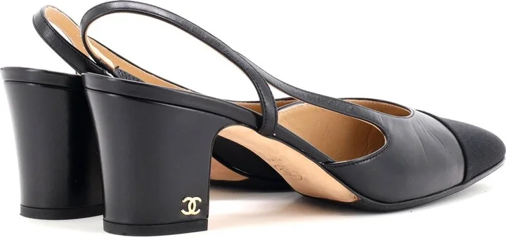 CHANEL Womenâs Cap Toe Slingback Pumps Leather - Image 3