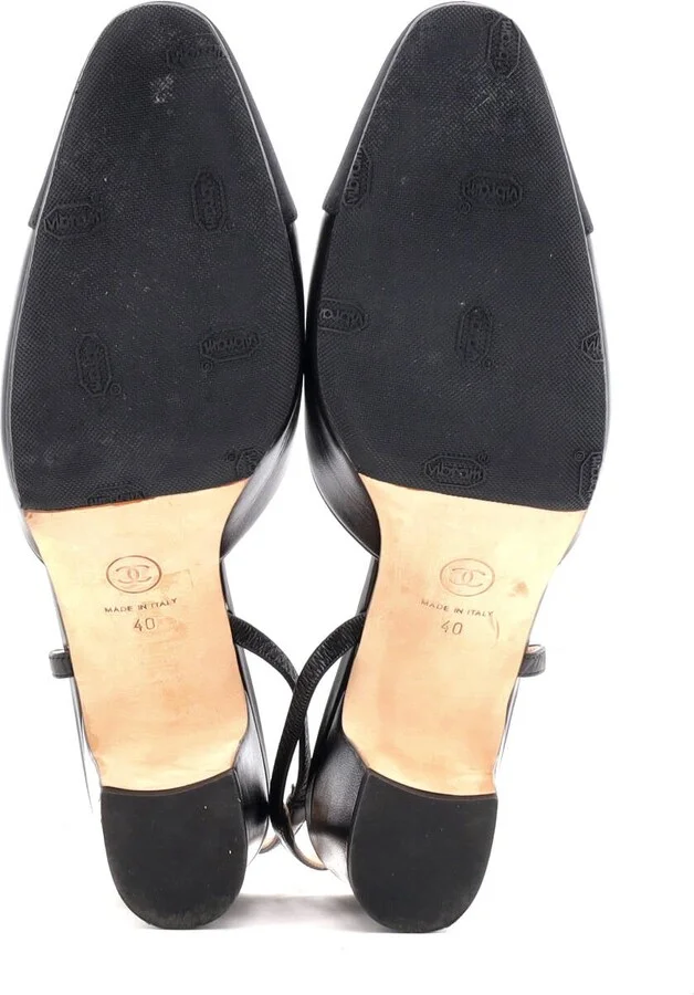 CHANEL Womenâs Cap Toe Slingback Pumps Leather - Image 4