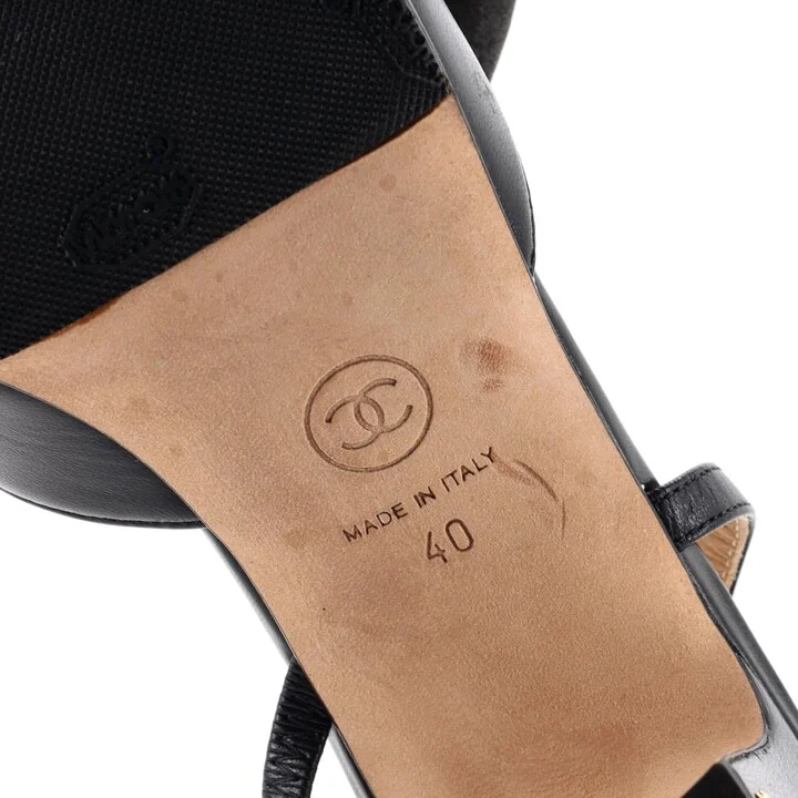 CHANEL Womenâs Cap Toe Slingback Pumps Leather - Image 6