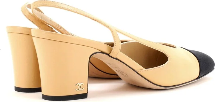 CHANEL Womenâs Cap Toe Slingback Pumps Leather - Image 3