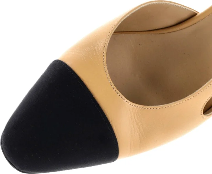 CHANEL Womenâs Cap Toe Slingback Pumps Leather - Image 5