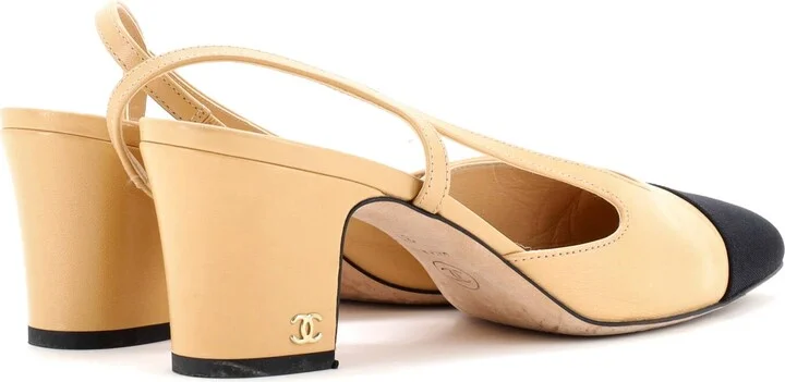 CHANEL Womenâs Cap Toe Slingback Pumps Leather - Image 3