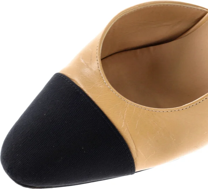 CHANEL Womenâs Cap Toe Slingback Pumps Leather - Image 5