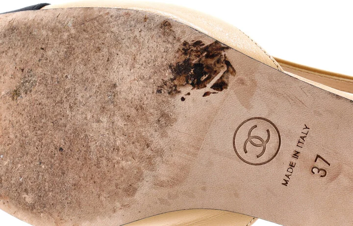 CHANEL Womenâs Cap Toe Slingback Pumps Leather - Image 6