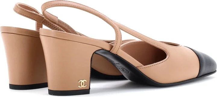 CHANEL Womenâs Cap Toe Slingback Pumps Leather - Image 3