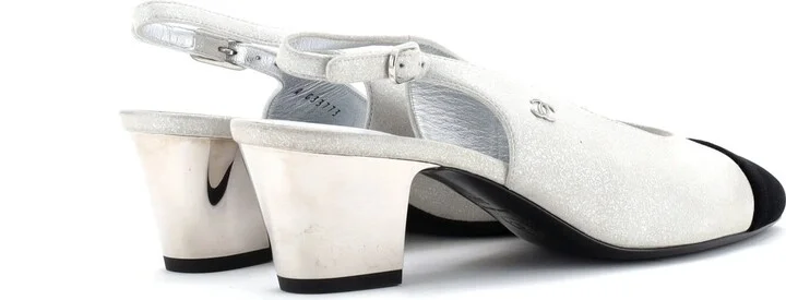 CHANEL Womenâs Cap Toe Slingback Pumps Leather - Image 3
