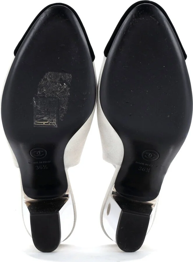 CHANEL Womenâs Cap Toe Slingback Pumps Leather - Image 4