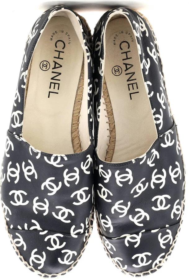 CHANEL Women's All Over CC Cap Toe Espadrilles Printed Leather - Image 2
