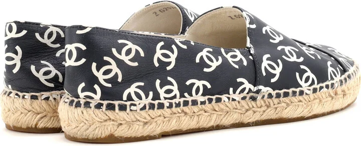 CHANEL Women's All Over CC Cap Toe Espadrilles Printed Leather - Image 3