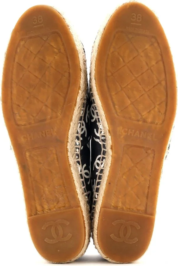 CHANEL Women's All Over CC Cap Toe Espadrilles Printed Leather - Image 4