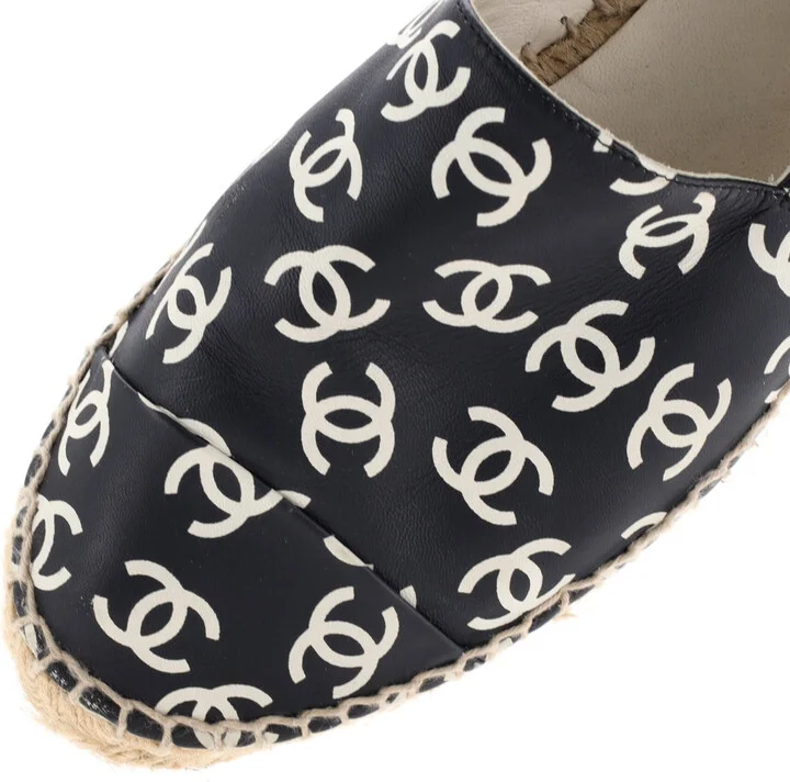 CHANEL Women's All Over CC Cap Toe Espadrilles Printed Leather - Image 5