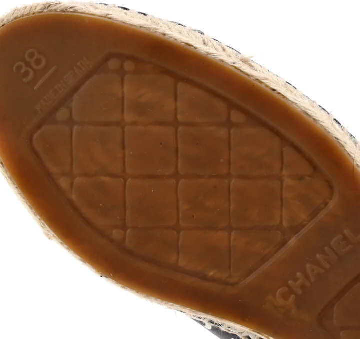CHANEL Women's All Over CC Cap Toe Espadrilles Printed Leather - Image 6