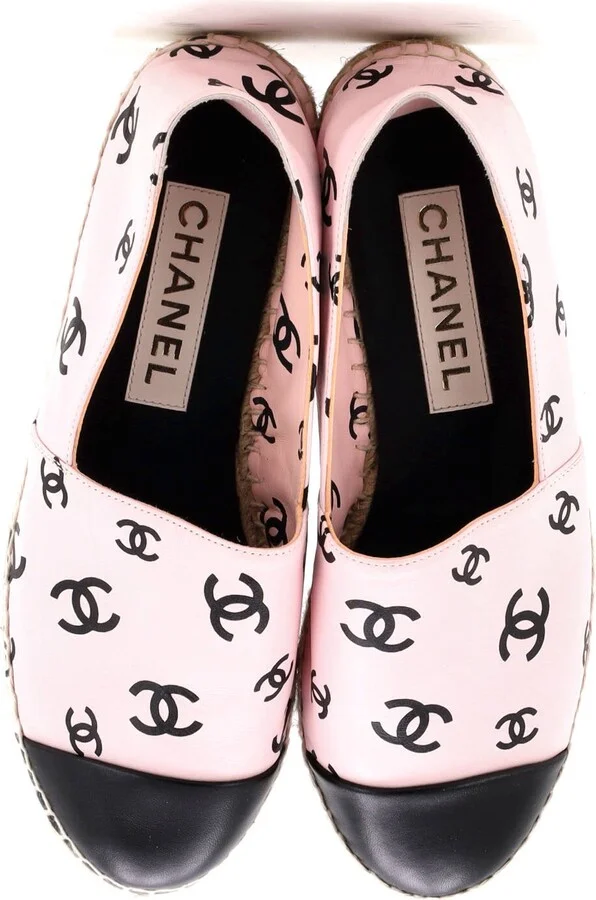 CHANEL Women's All Over CC Cap Toe Espadrilles Printed Leather - Image 2