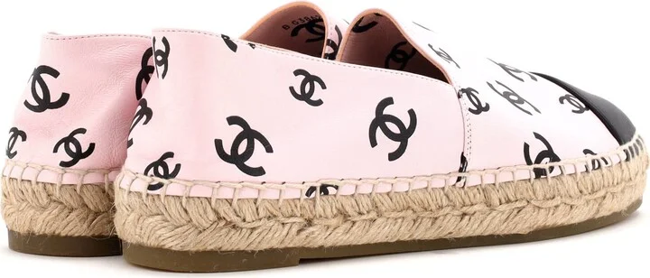 CHANEL Women's All Over CC Cap Toe Espadrilles Printed Leather - Image 3