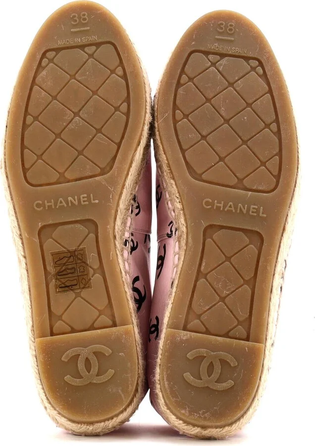 CHANEL Women's All Over CC Cap Toe Espadrilles Printed Leather - Image 4