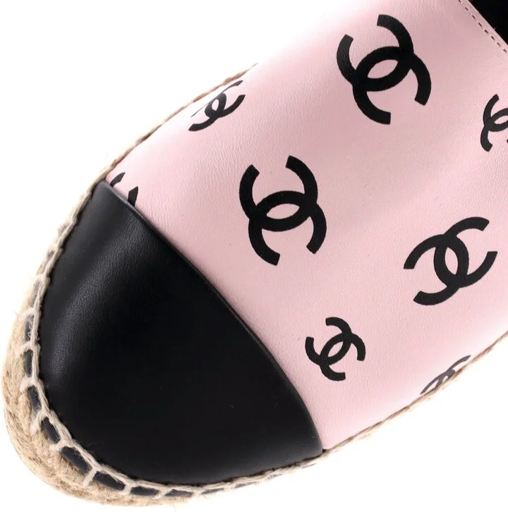 CHANEL Women's All Over CC Cap Toe Espadrilles Printed Leather - Image 5