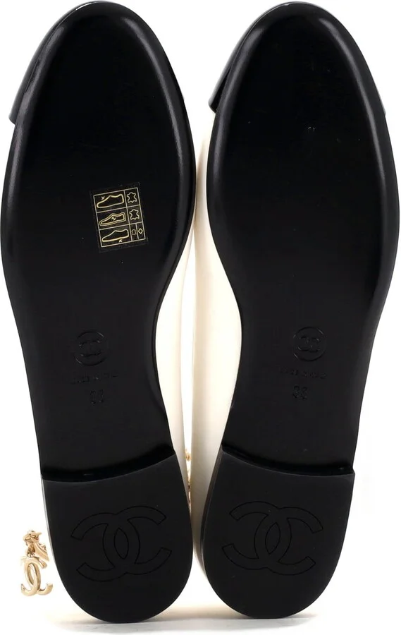 CHANEL Women's Cap Toe Ankle Chain Ballerina Flats Leather - Image 4