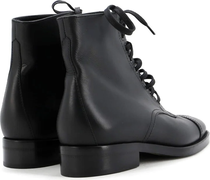 CHANEL Women's Cap Toe CC Ankle Combat Boots Leather - Image 3