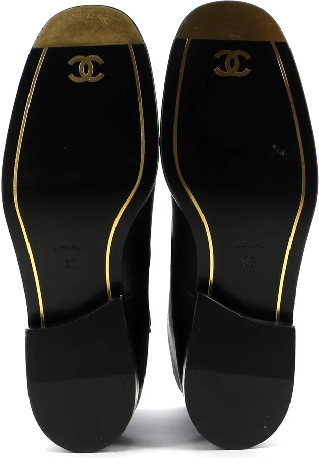CHANEL Women's Cap Toe CC Ankle Combat Boots Leather - Image 4