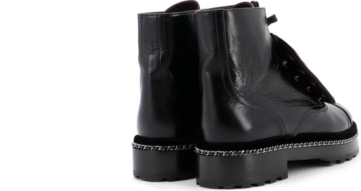 CHANEL Women's Cap Toe CC Chain Around Pearl Combat Boots Leather - Image 3